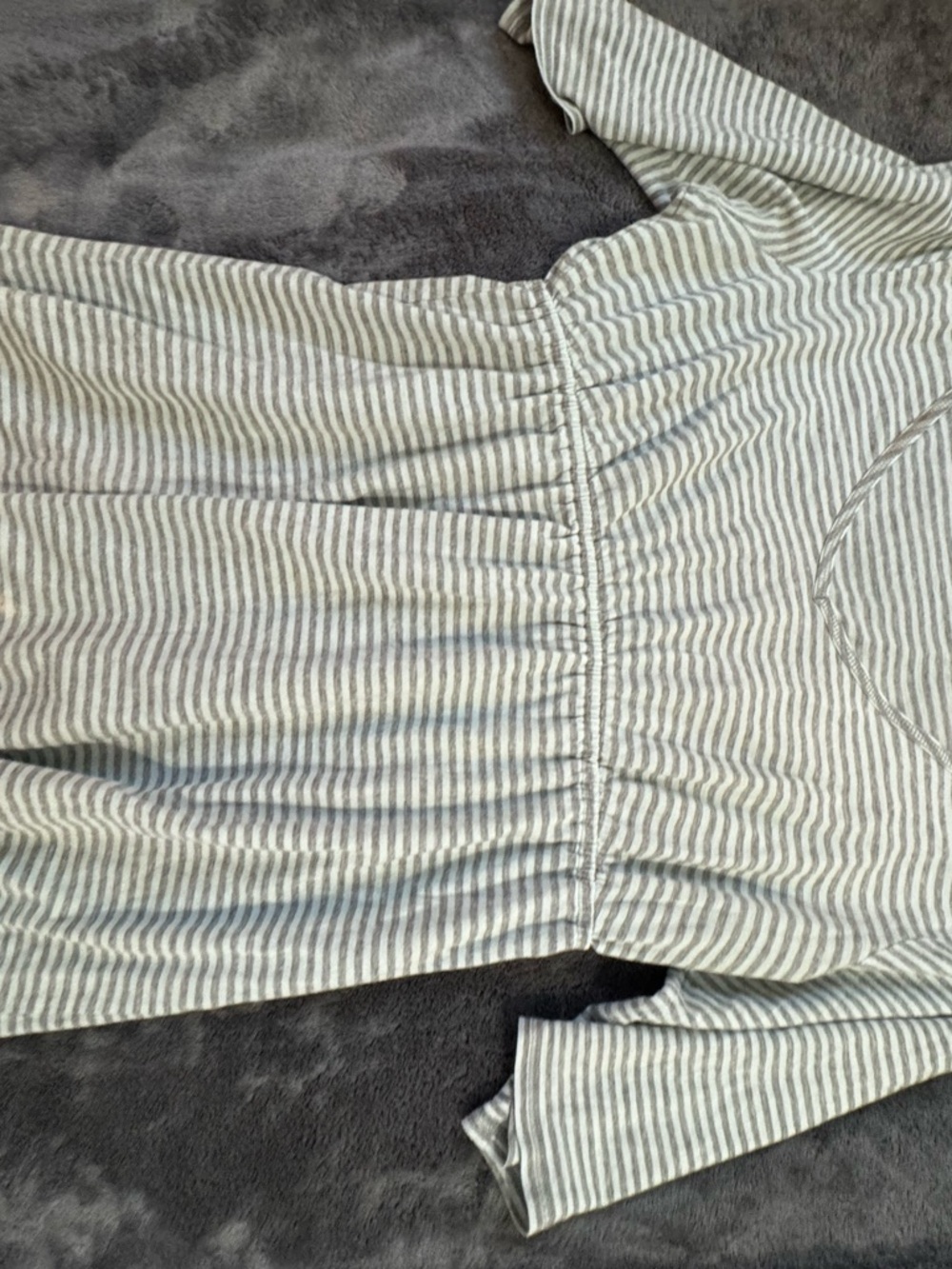 Jasmine & Ginger Striped Peplum Long Sleeve Top - Light Gray & White